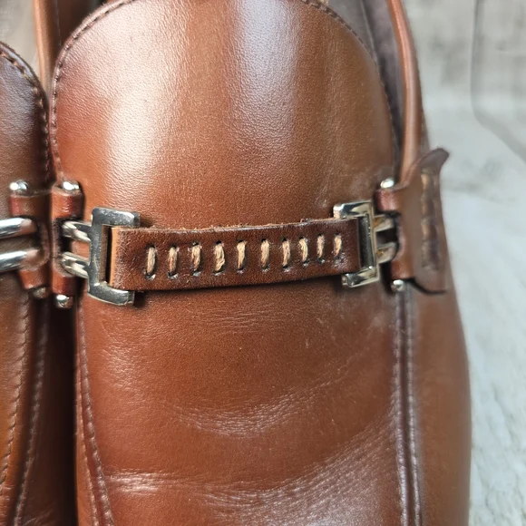 STACY ADAMS DUVAL COGNAC BROWN SOFT LEATHER MOE TOE PENNY LOAFERS MENS 10.5 EUC - Picture 10 of 12